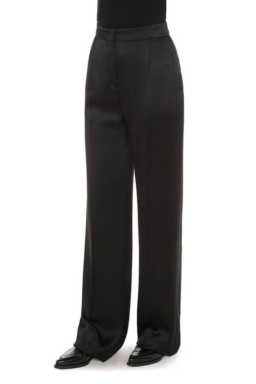 Alberta Ferretti Womens Flat Front Satin Trouser Pant in Black IT 46 US 10